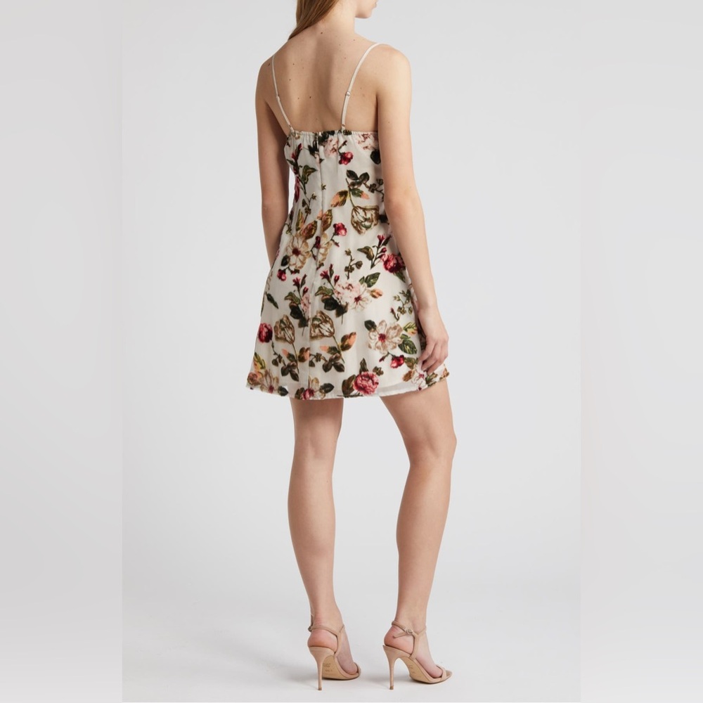 Rare London Floral Flocked Mini Slipdress- Sz Small - Picture 2 of 14